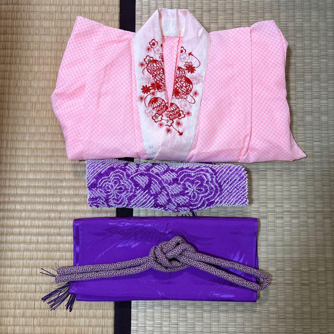 七五三 7歳 着物 長襦袢 作り帯 バッグ 草履 小物 セット