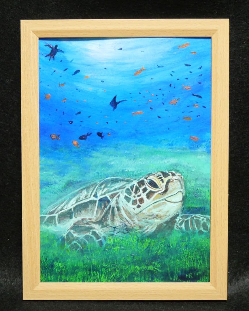 油絵 絵画 【海森のウミガメ】