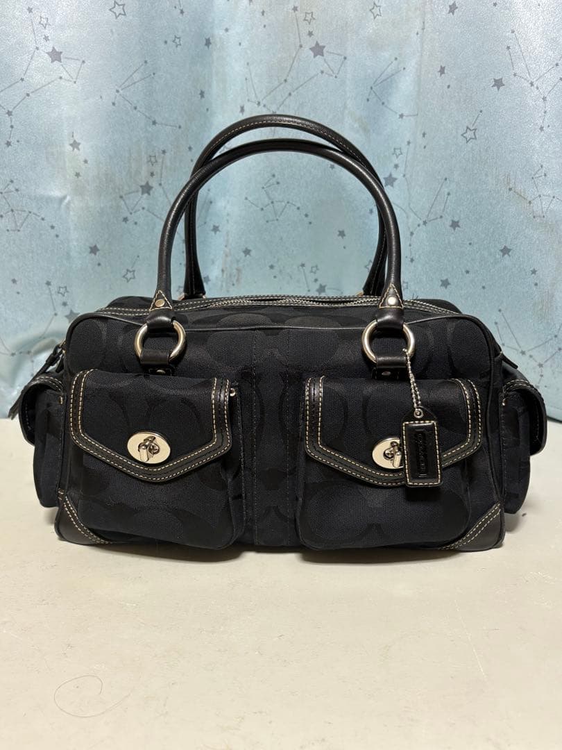 COACH コーチ シグネチャー ミニボストン ハンドバッグ　美品