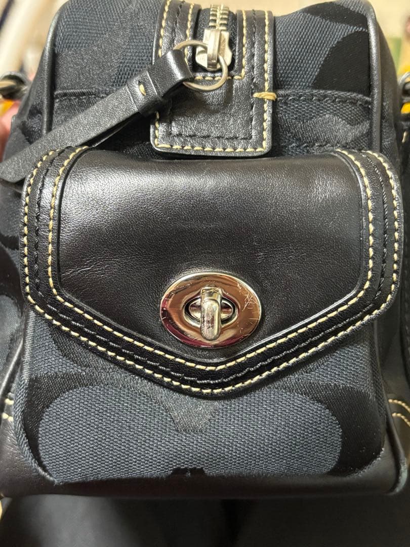 COACH コーチ シグネチャー ミニボストン ハンドバッグ　美品