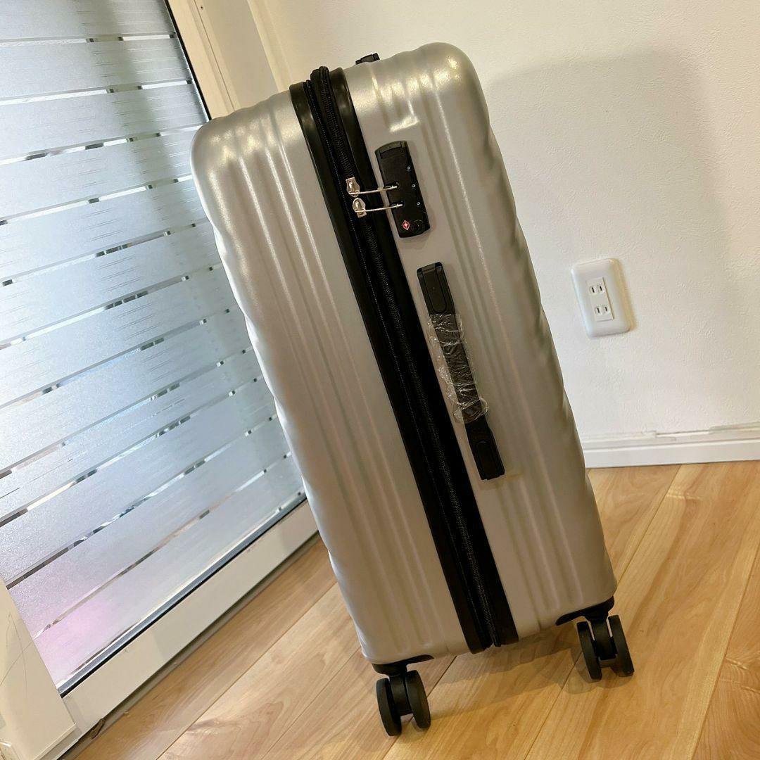 新品 スーツケース Lサイズ 100L キャリーケース 大容量 TSA シルバー