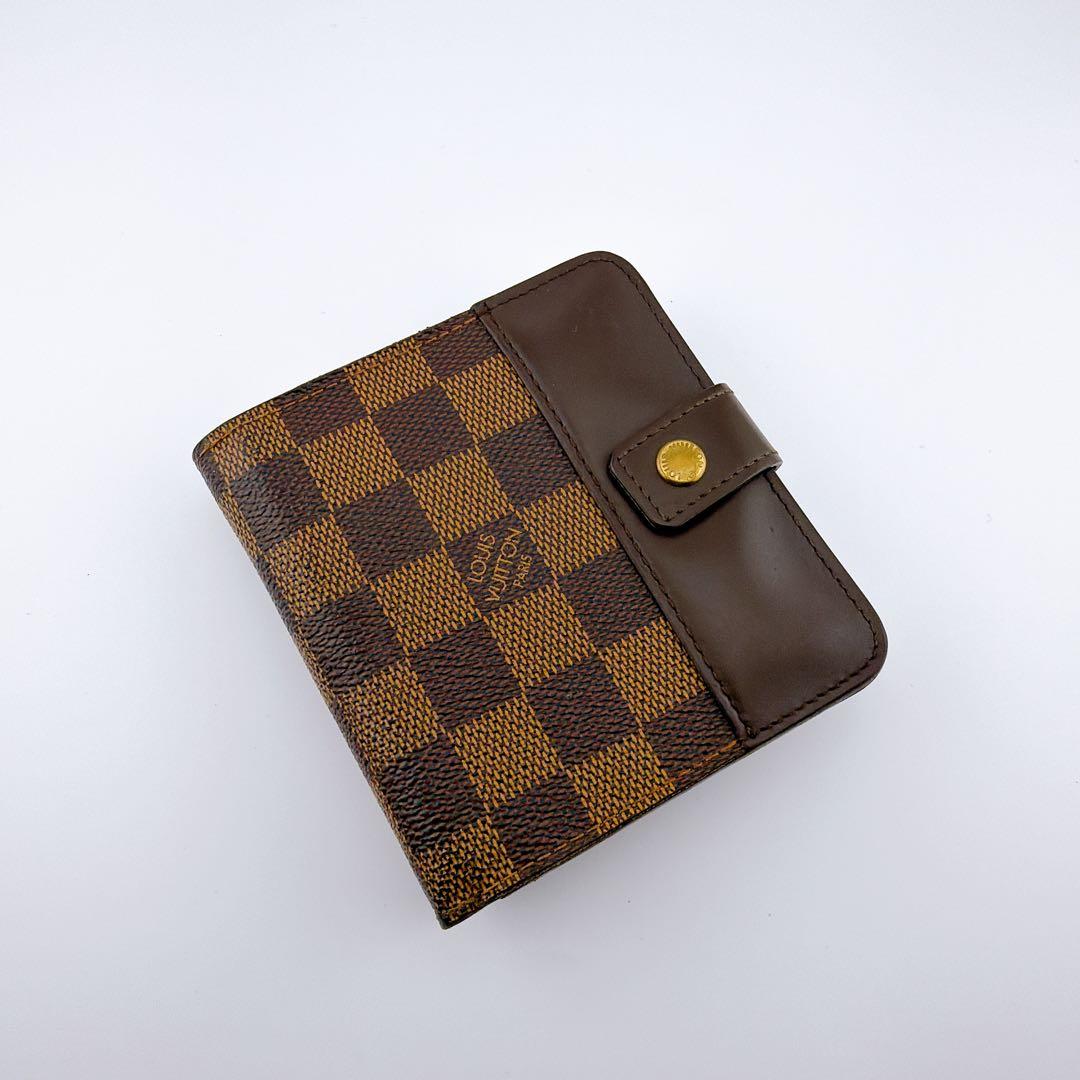 【美品】ルイヴィトン ダミエ コンパクトジップ エベヌ二つ折り財布