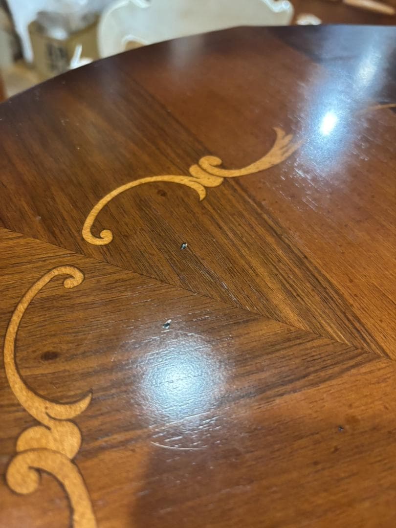 管01 イタリア リビングテーブル 117cm 象嵌 ヨーロピアン クラシック