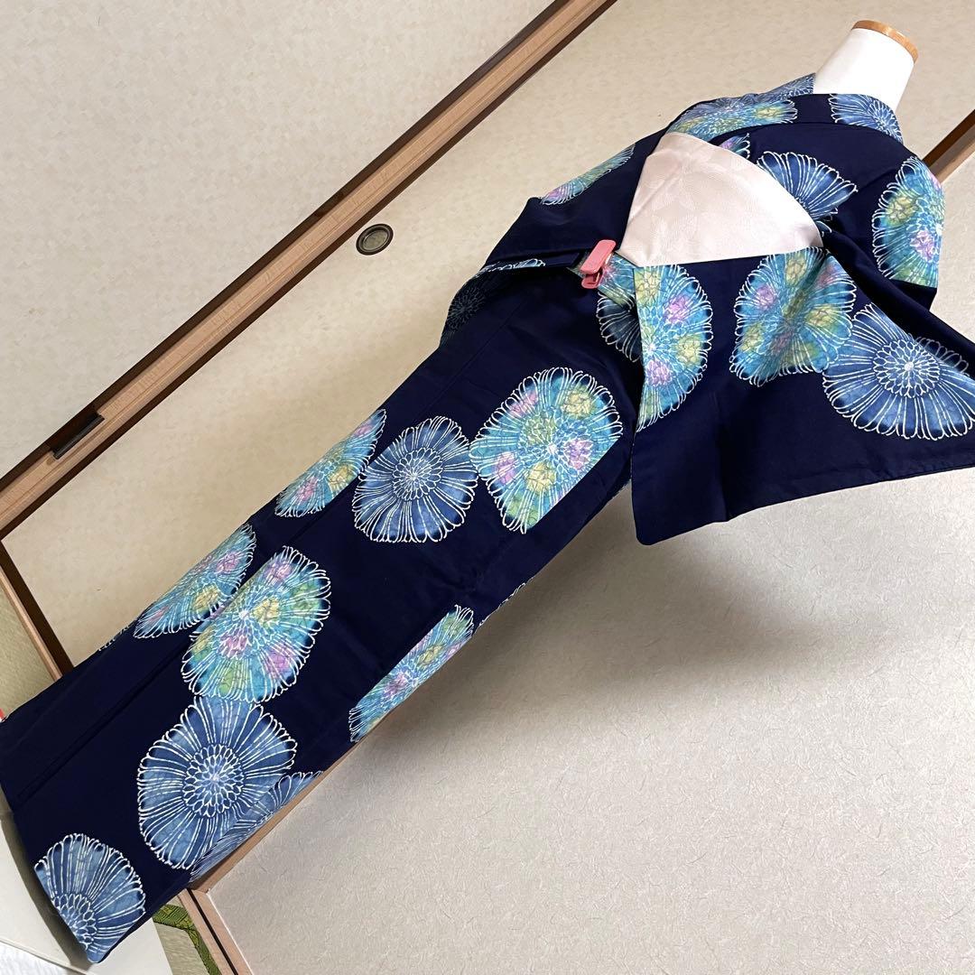 浴衣 単品 お祭り 花火大会 盆踊り 藍色 紺 大人 きもの 小紋