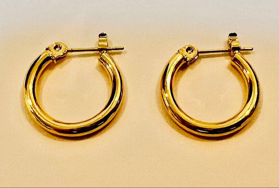 K18イエローゴールド フープピアス 新品未使用