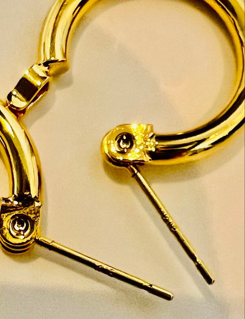 K18イエローゴールド フープピアス 新品未使用