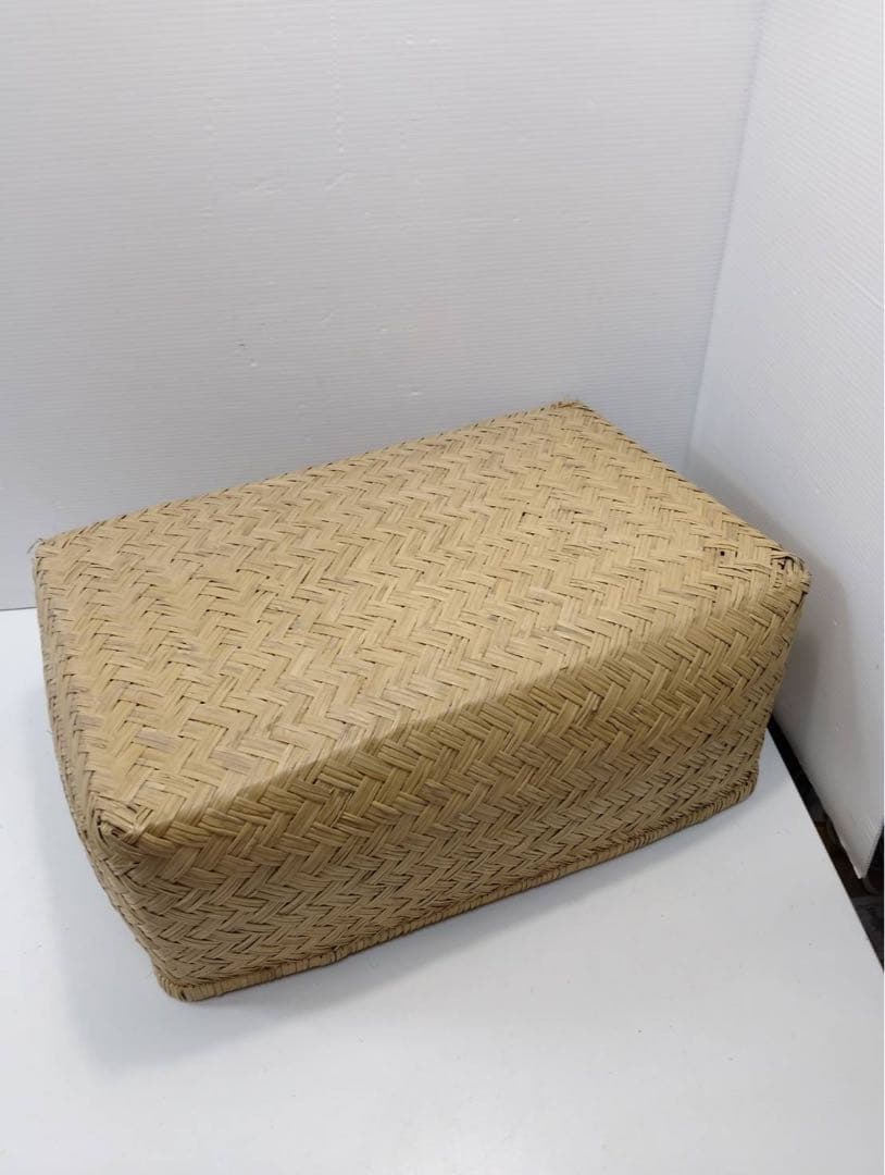 【大型】竹行李 網代編み 蓋付き 竹籠 収納バスケット 昭和レトロ 衣装籠