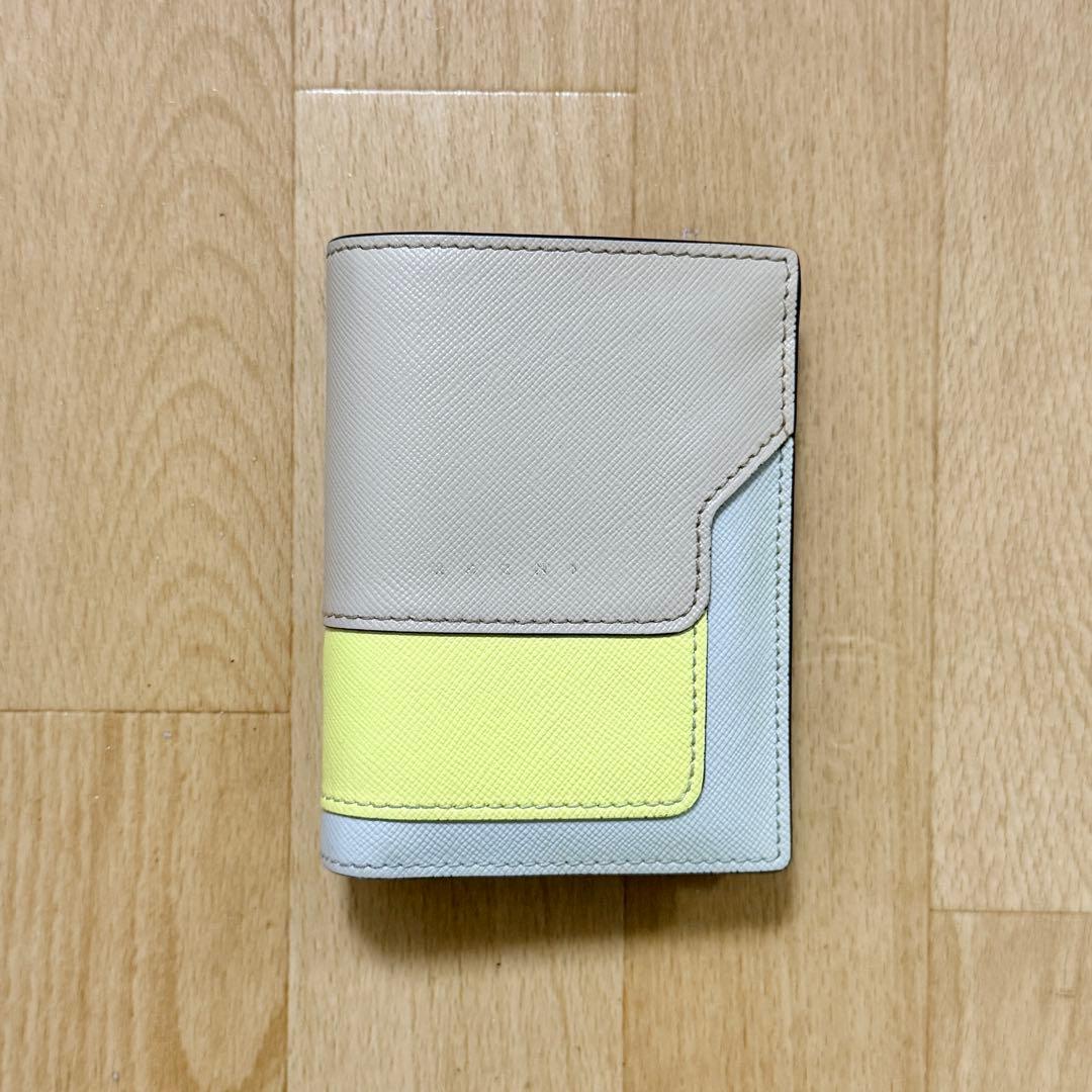 MARNI 二つ折り財布 ベージュ/イエロー