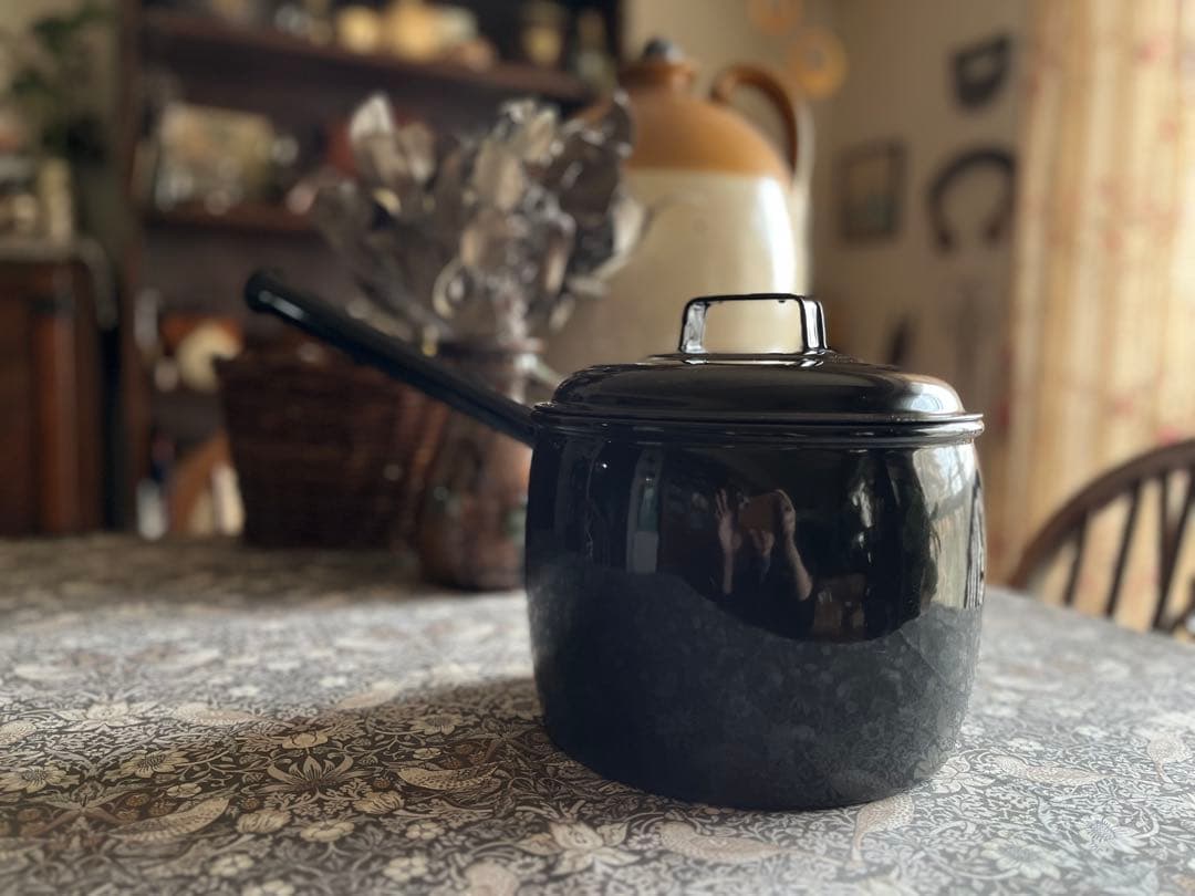 イギリス　アンティーク　JUDGE WARE ホーロー　ソースパン　鍋　エナメル