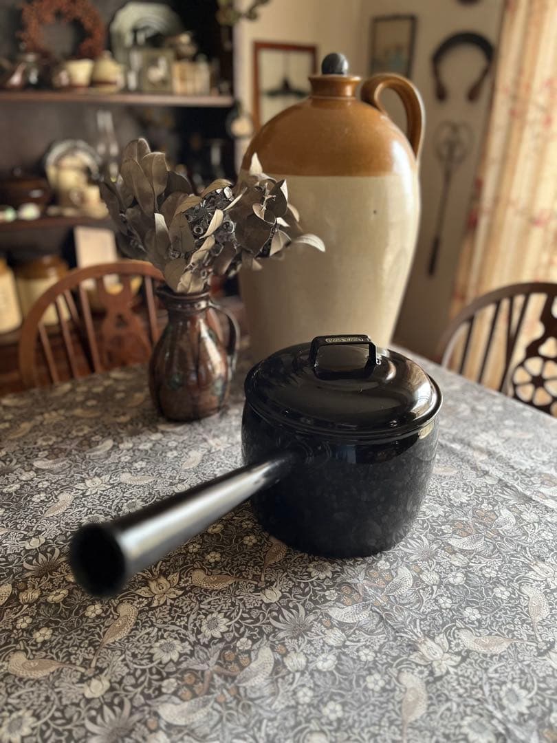 イギリス　アンティーク　JUDGE WARE ホーロー　ソースパン　鍋　エナメル