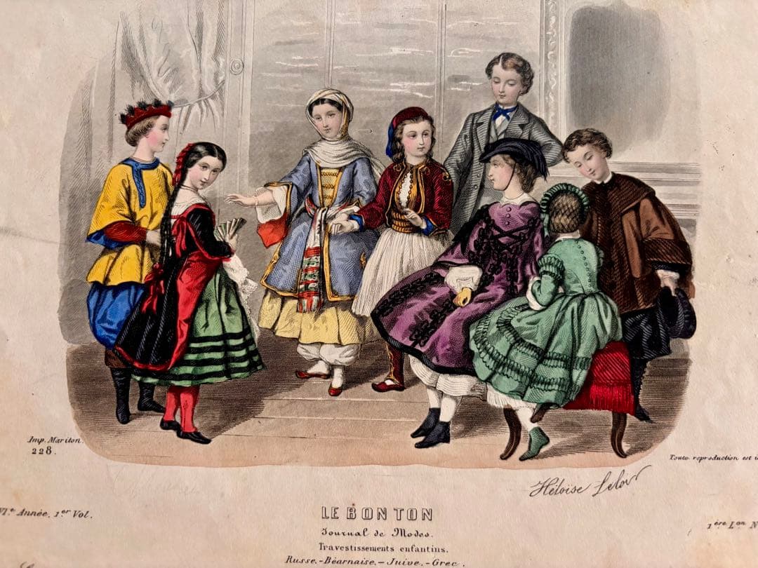 フランスアンティーク 19世紀の雑誌 Le Bon Ton 挿絵版画 ヘロイーズ