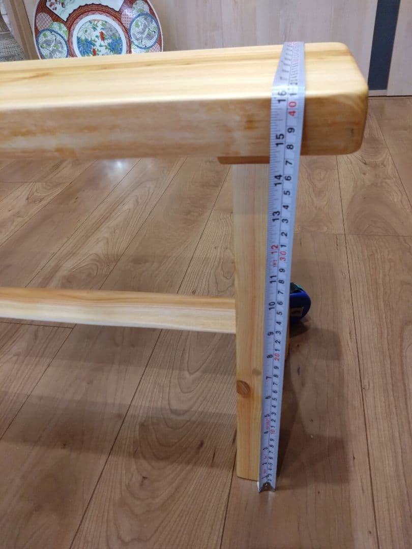 檜のベンチ(76・77)　あいこ❕丸太風の脚節無し座面をつるつる仕上げ