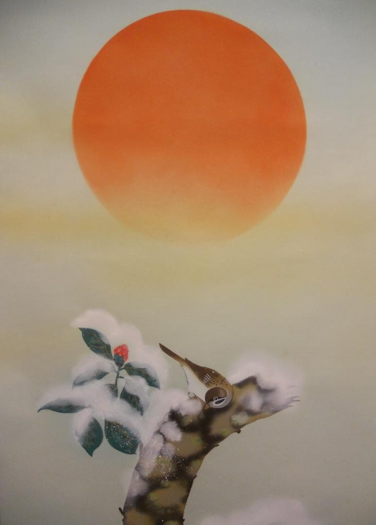 掛け軸 小川大鳳 『 寒椿 』 軸装 茶道具 掛軸 美品 です。