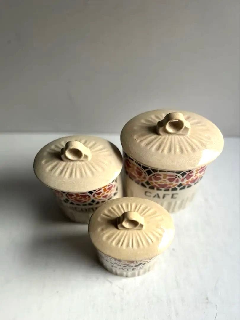 994 フランスアンティーク ステンシル模様のキャニスター セット 蚤の市 パリ