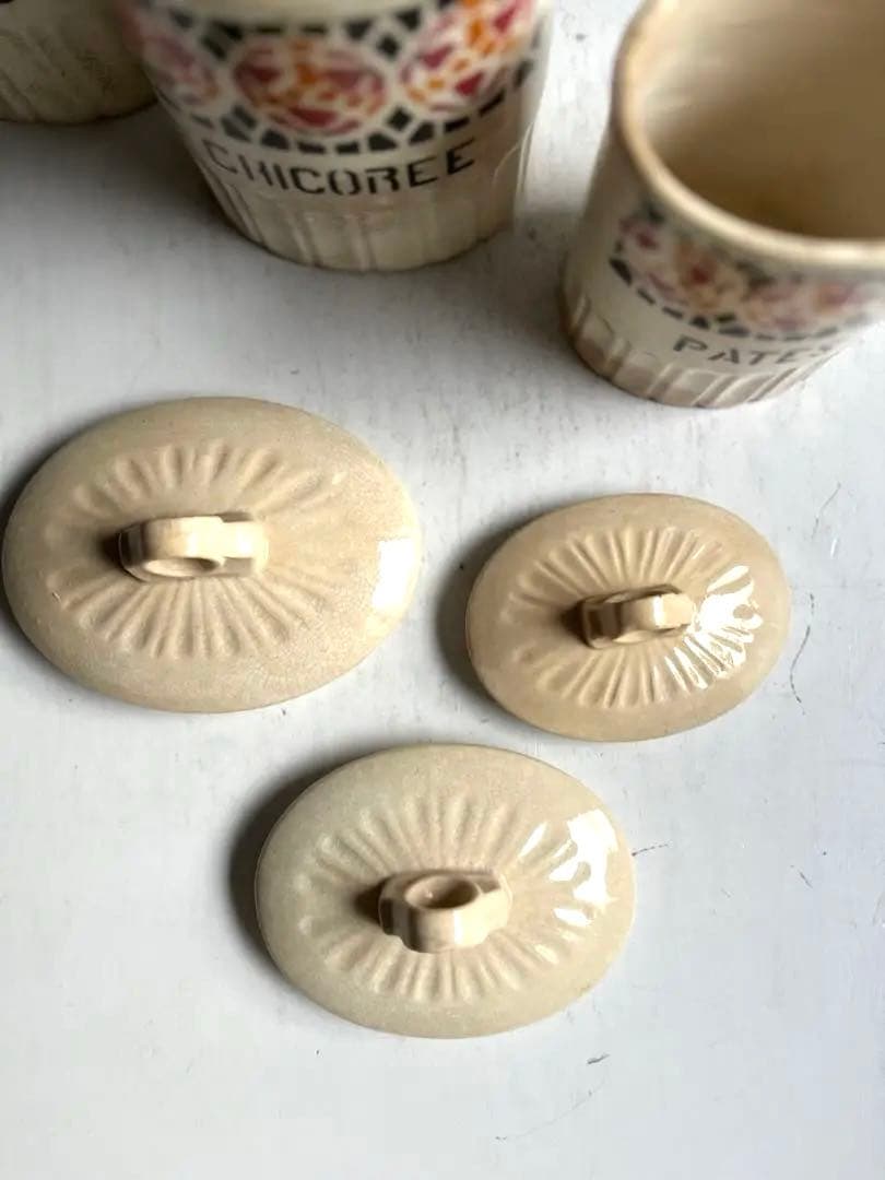 994 フランスアンティーク ステンシル模様のキャニスター セット 蚤の市 パリ