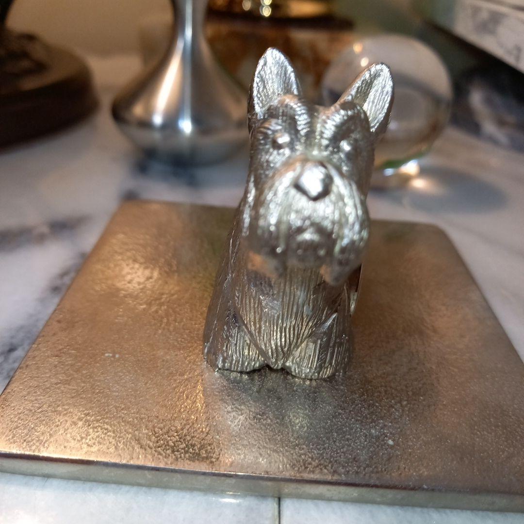 TIMEX　レア　置時計　スコティッシュテリア　ピューター　オブジェ　シルバー