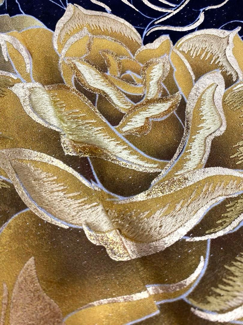 振袖 豪華 蝶 薔薇 金駒 金彩 銀通し身丈170cm 撥水加工済