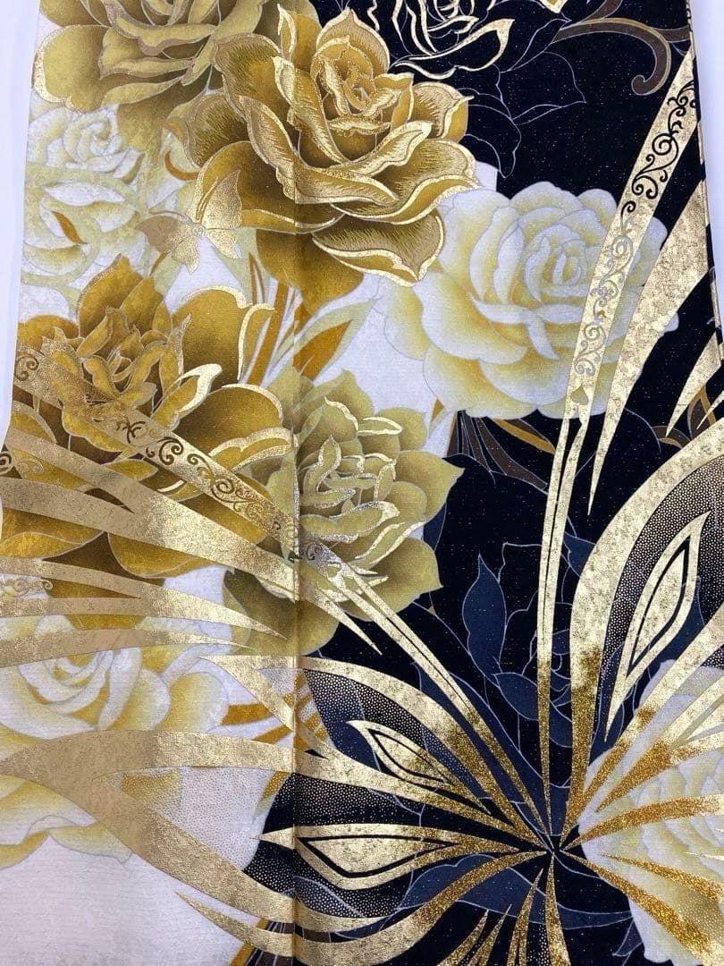 振袖 豪華 蝶 薔薇 金駒 金彩 銀通し身丈170cm 撥水加工済