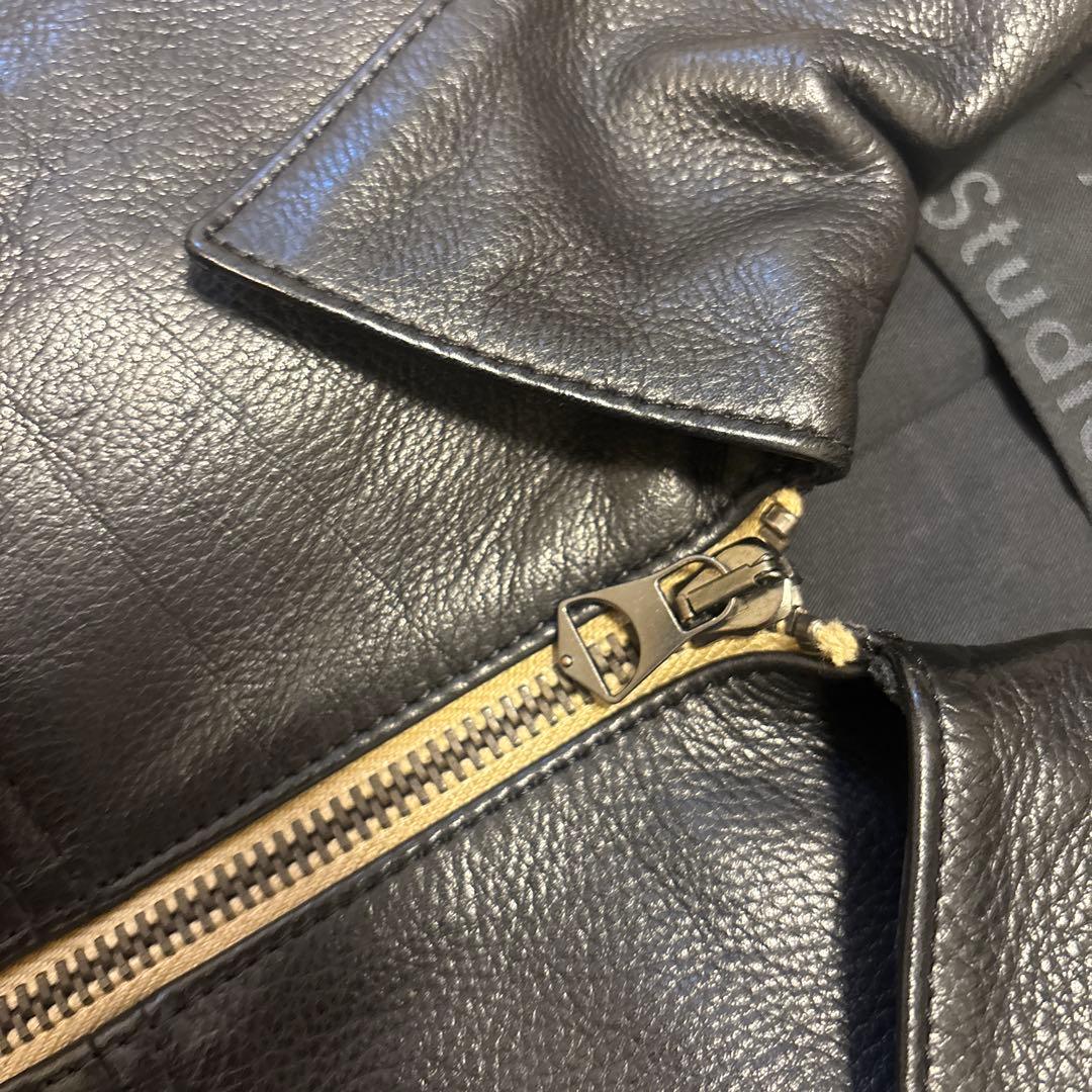 美品⭐️ACNE STUDIOUS カーフレザー　ジャケット　ブラック　リブ　46