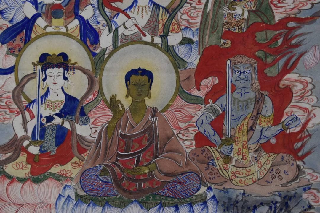 作者不詳/十三佛図/十三仏図/古画人物図/仏画/掛軸/名家伝来/AA-231