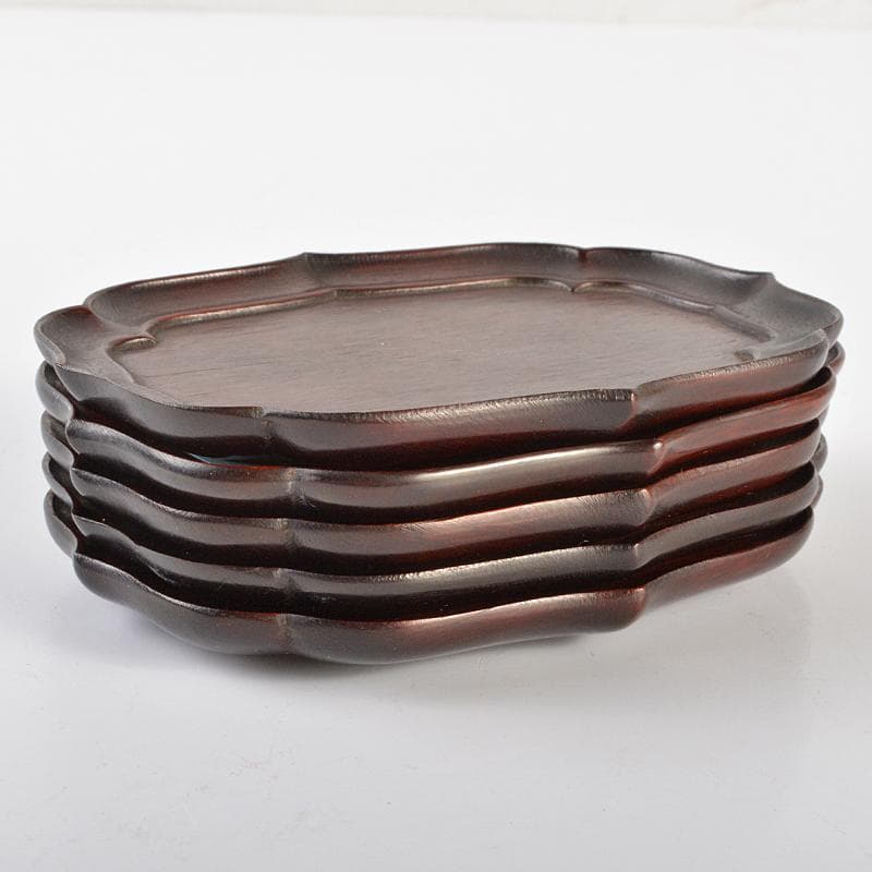 中国　唐木紫檀製　茶托　小皿　五客　V　R6622E