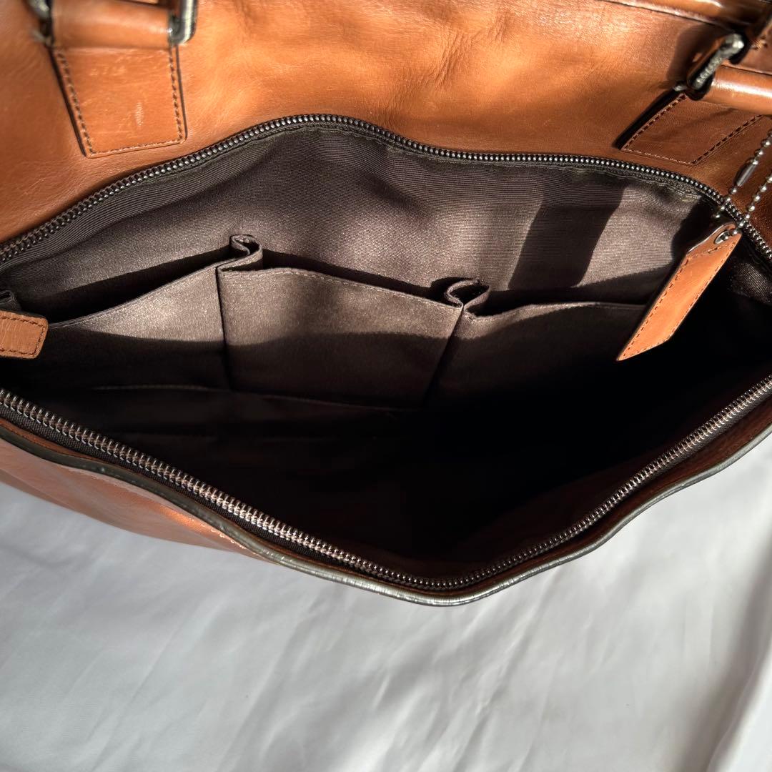 【人気】COACH レザー 2way ビジネスバッグ ショルダー A4 ブラウン