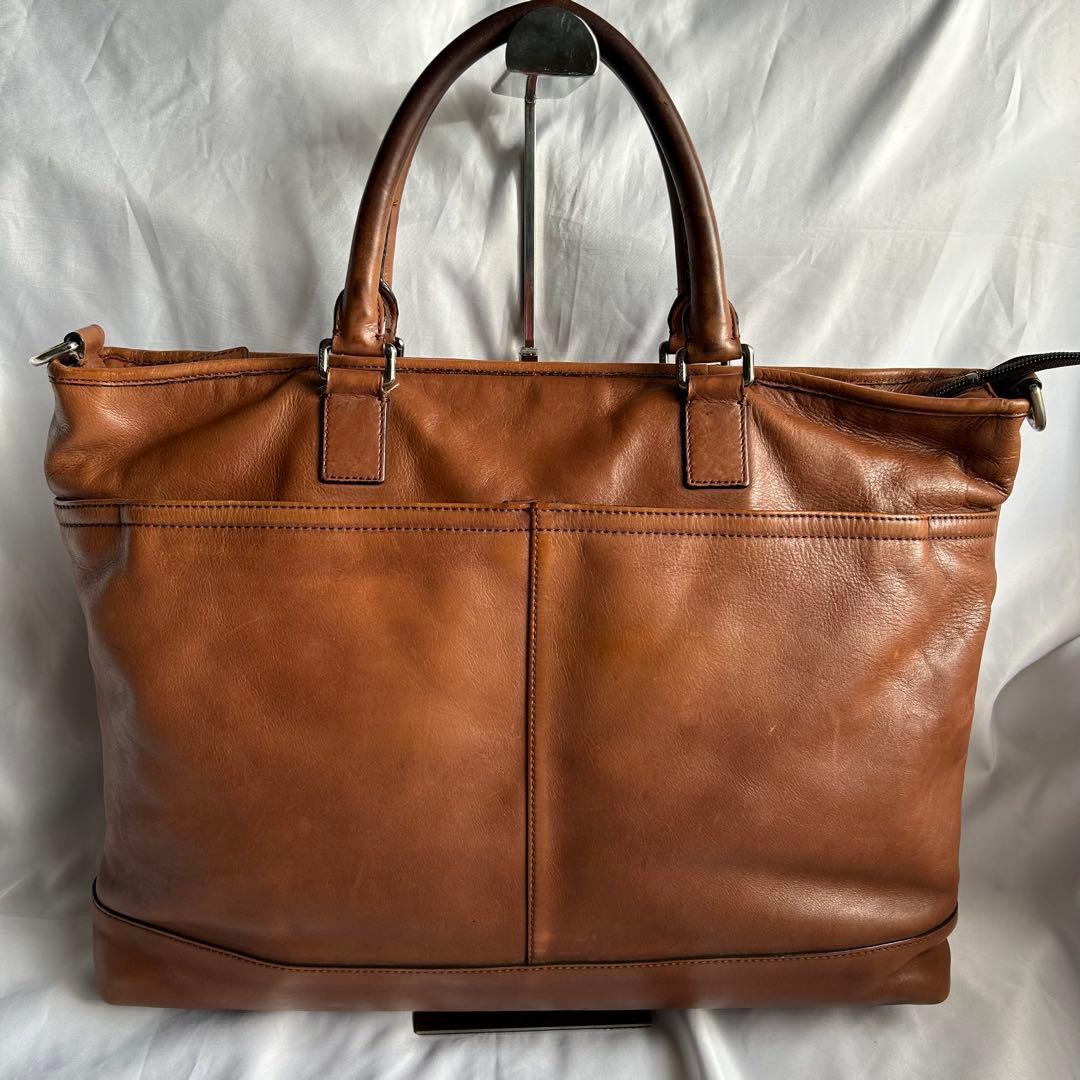 【人気】COACH レザー 2way ビジネスバッグ ショルダー A4 ブラウン