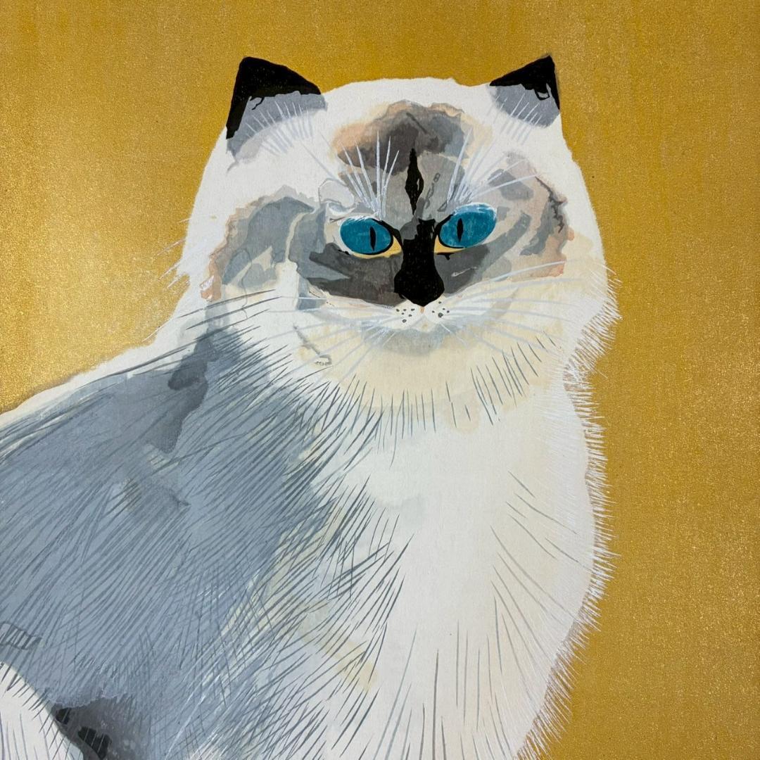 【最終値下げ】美品 奥村土牛「シルバータビー」木版画 彫師摺師銘有 猫 タトウ箱