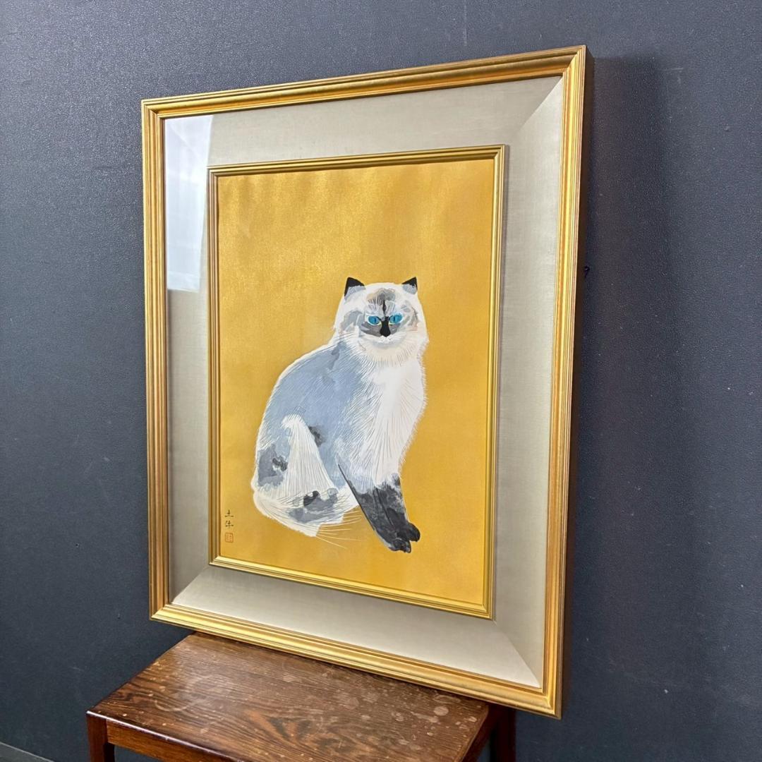 【最終値下げ】美品 奥村土牛「シルバータビー」木版画 彫師摺師銘有 猫 タトウ箱