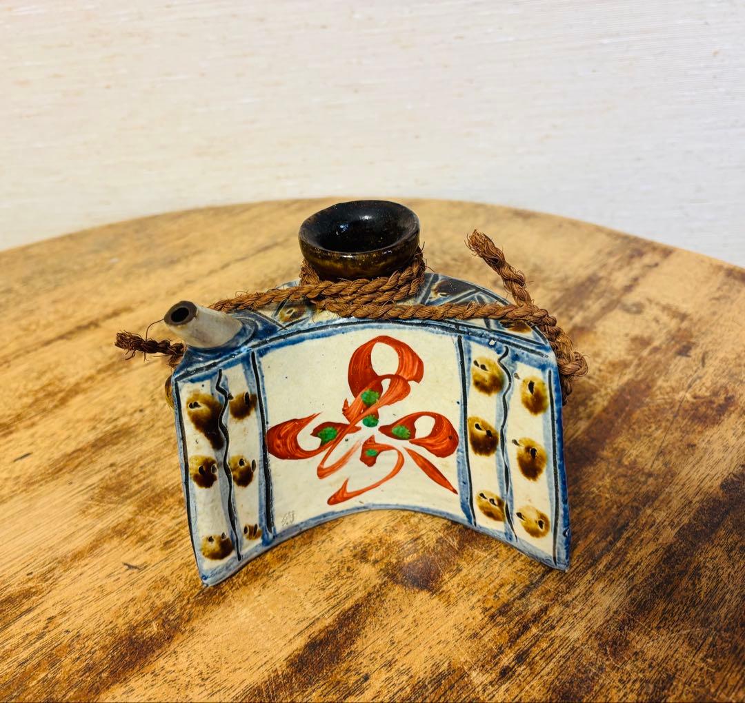 沖縄壺屋焼の抱瓶（だびちん）　花器・酒器、インテリアに【中古】