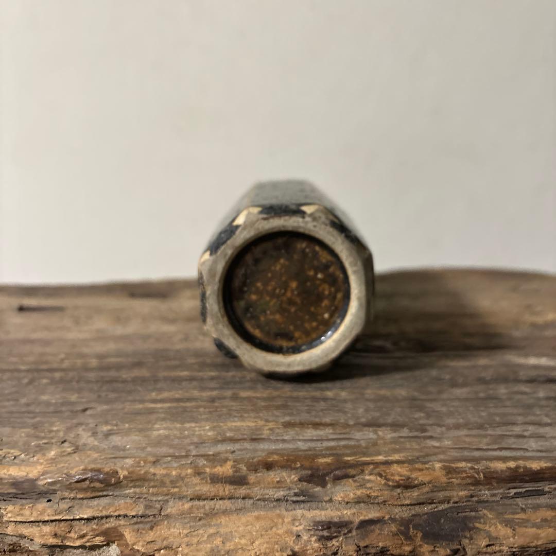 民芸陶器　徳利花入　出石窯　古道具　アンティーク酒器　花器　李朝　黒高麗　古民芸