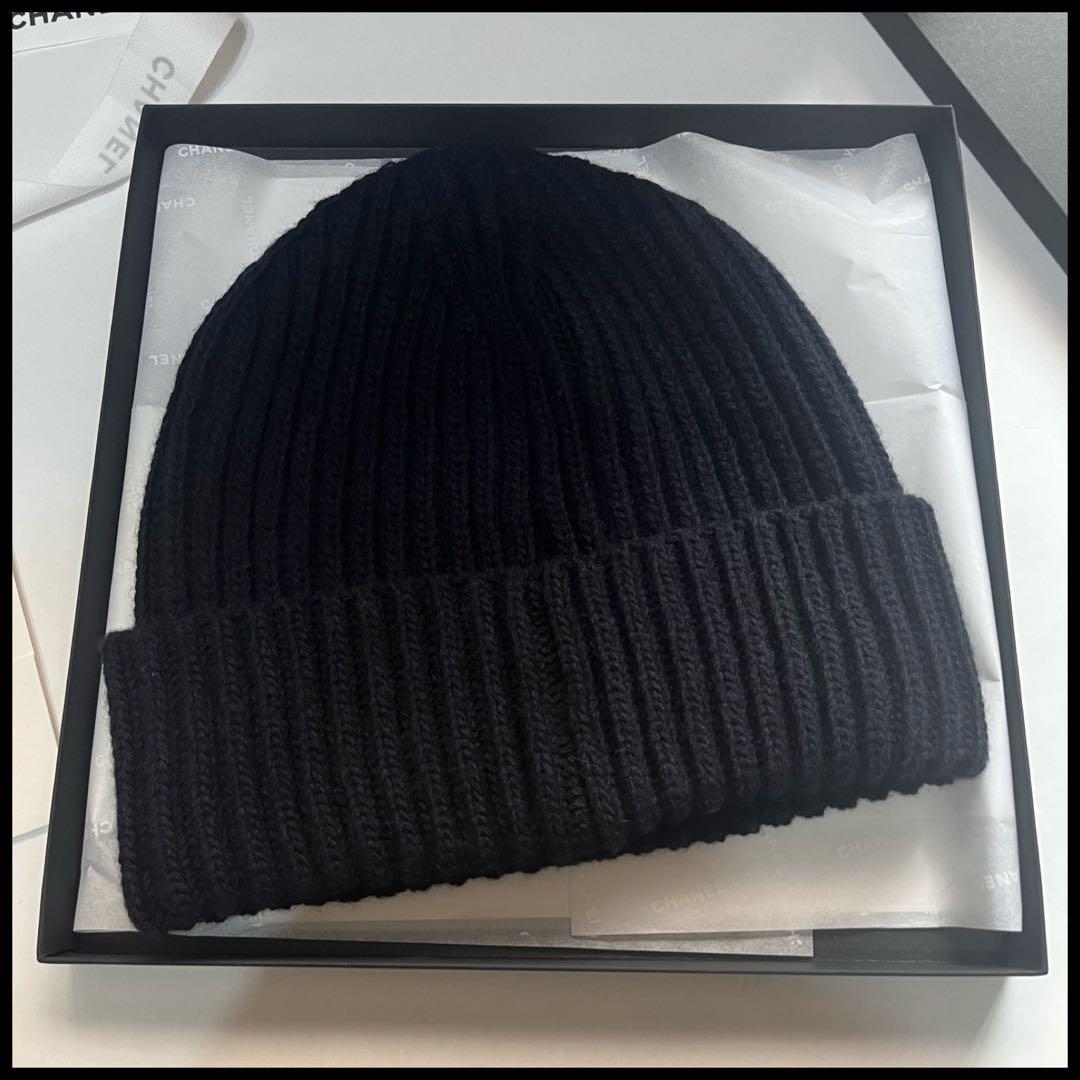 新作　新品　CHANEL ブラック ニット帽 カシミヤ