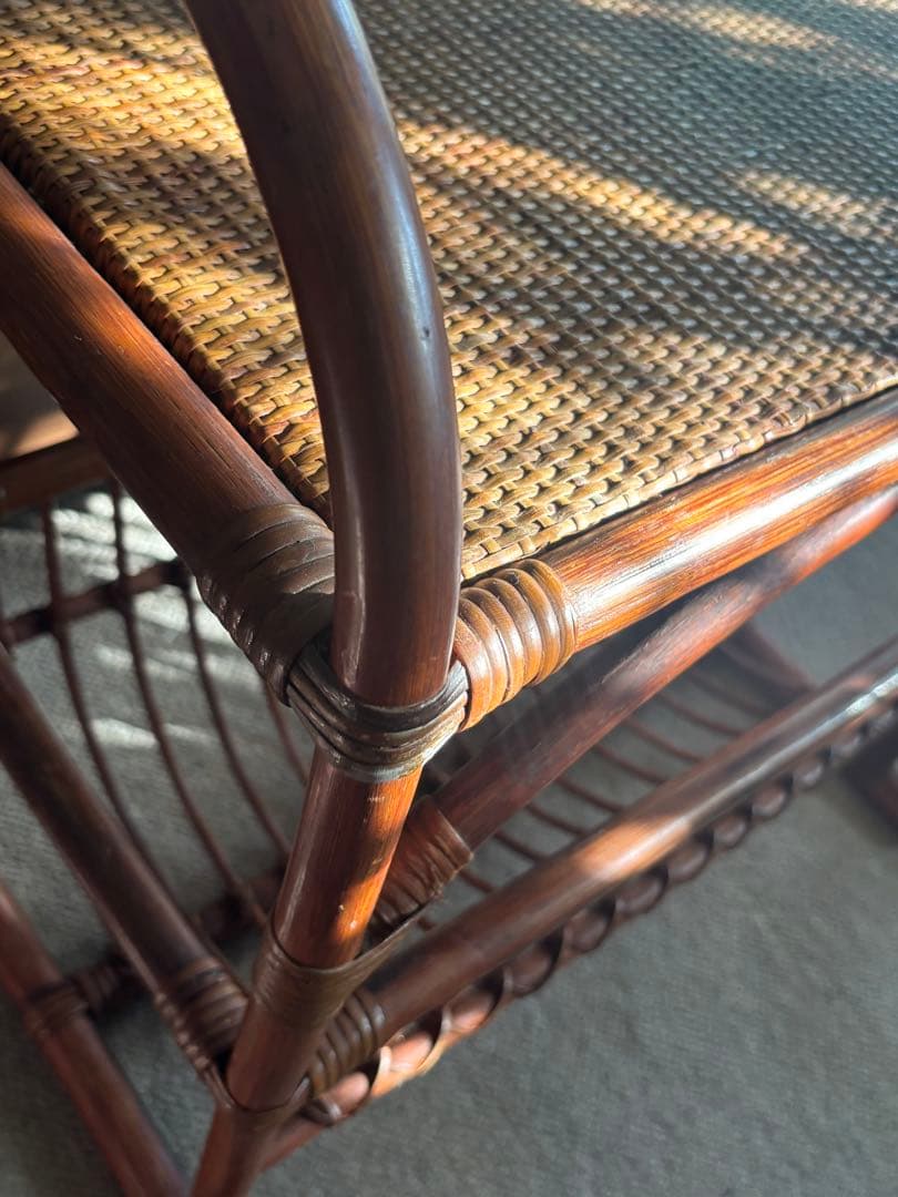 ラタン マガジンラック ブラウン　ヴィンテージ