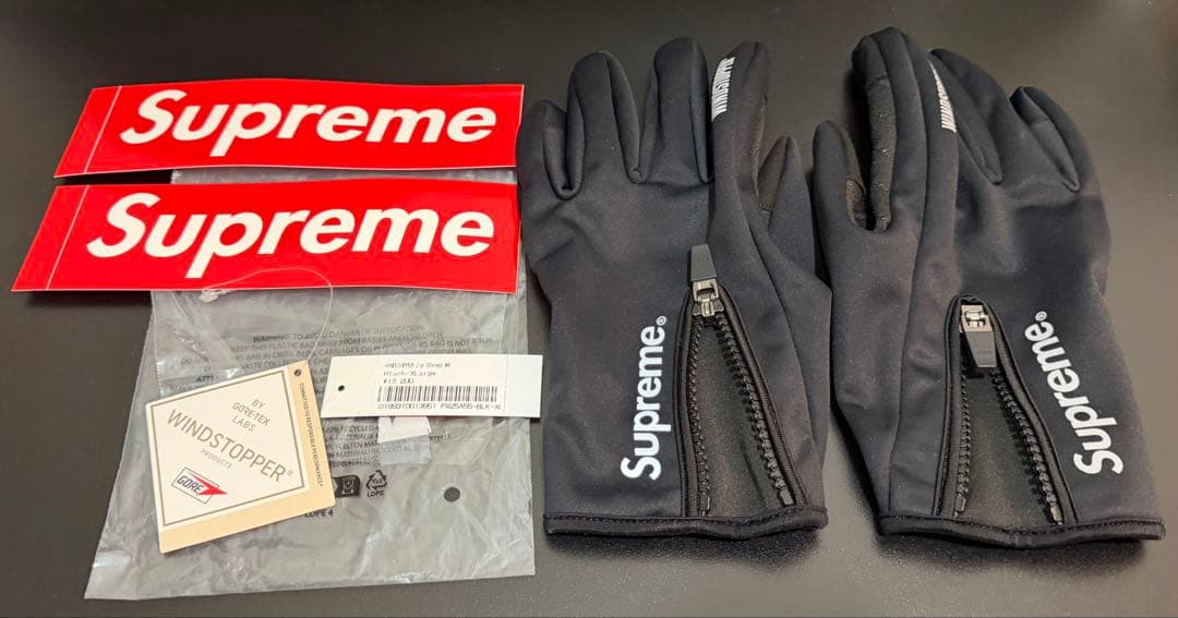 ステッカー付 XL Supreme WINDSTOPPER Zip Gloves