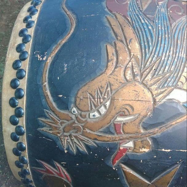和太鼓　龍　彫刻　大型　直径約60cm　大太鼓