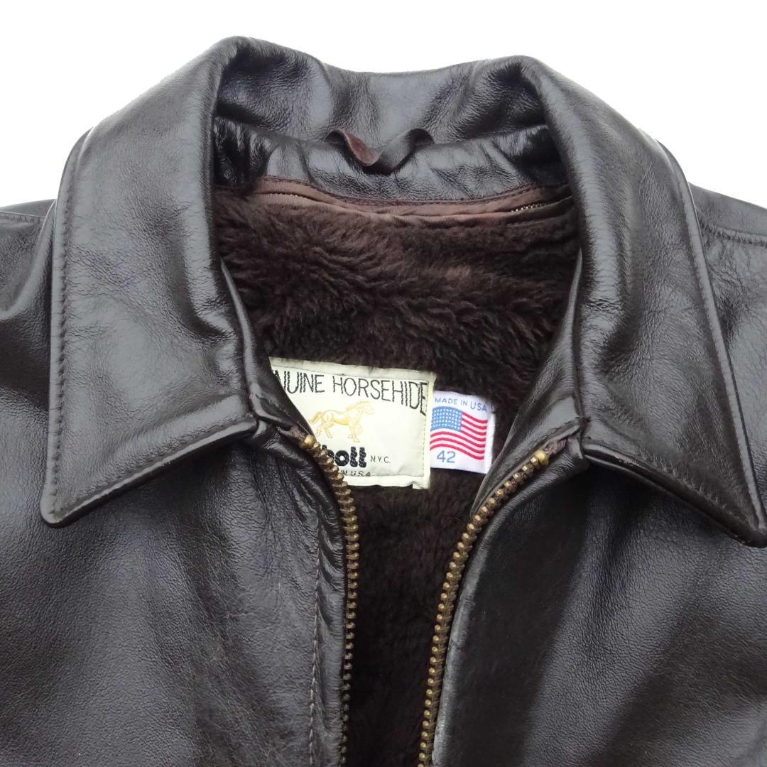 希少Schott ショット652H馬革ホースハイドライダーストラッカー襟付き42