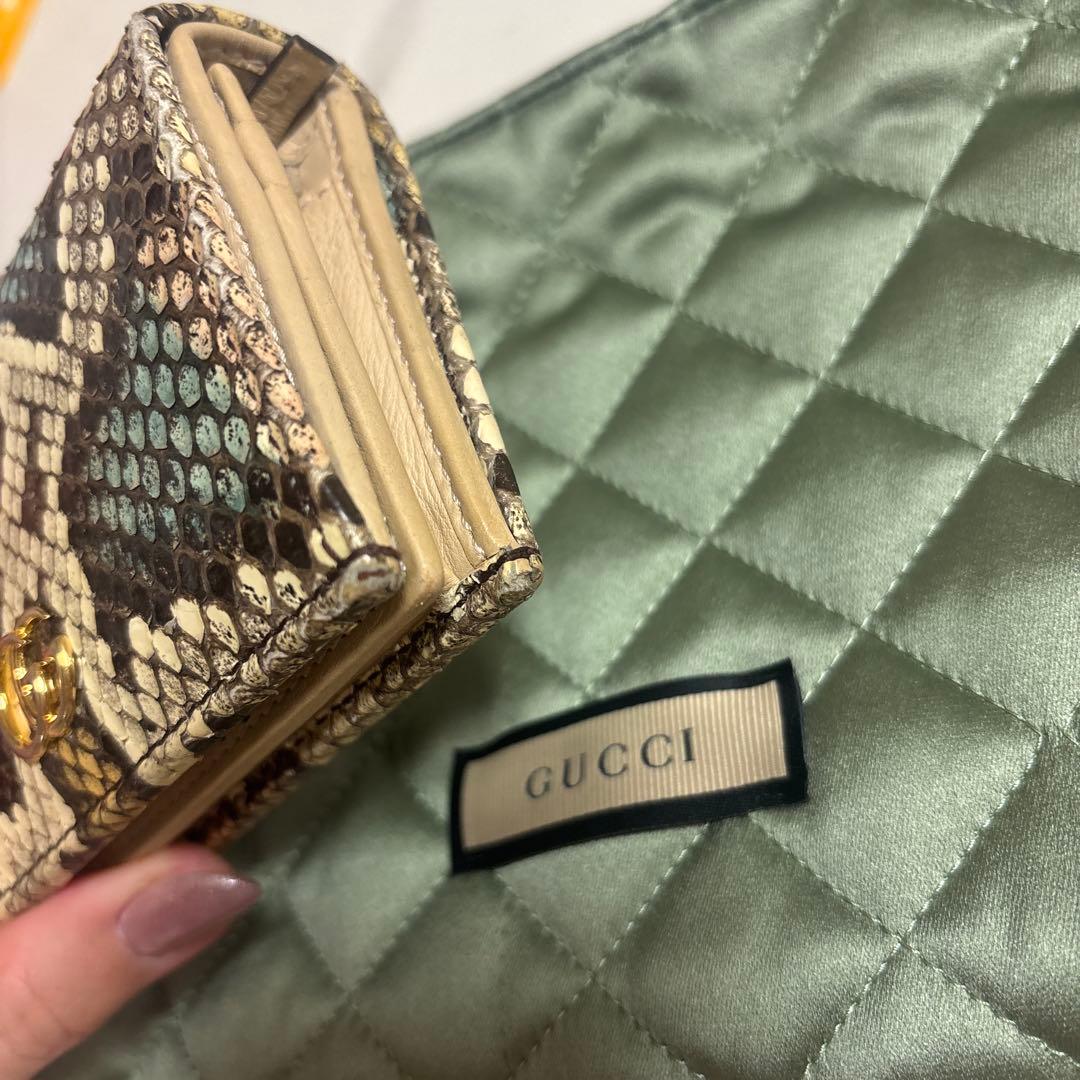 GUCCI GGマーモント パイソン 二つ折り財布