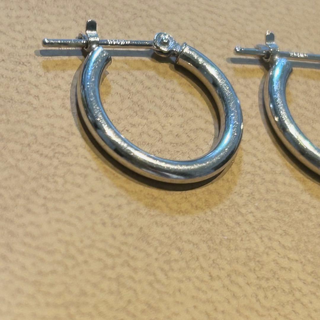 ネ*コ様 k14 フープピアス　k14wg ホワイトゴールド