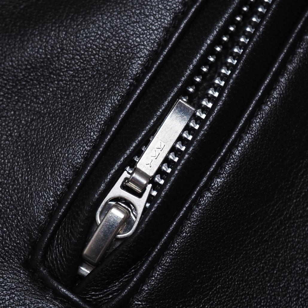 美品 Salt&Pepper ブラックラムレザージャケット 裏チェック Lサイズ