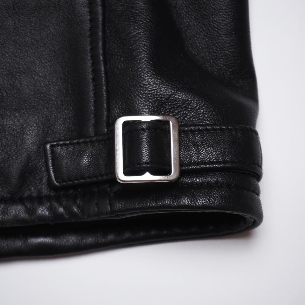 美品 Salt&Pepper ブラックラムレザージャケット 裏チェック Lサイズ