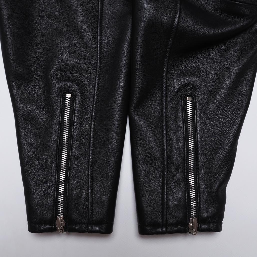 美品 Salt&Pepper ブラックラムレザージャケット 裏チェック Lサイズ