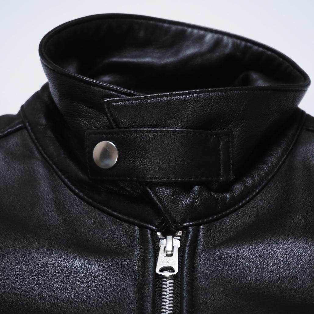 美品 Salt&Pepper ブラックラムレザージャケット 裏チェック Lサイズ