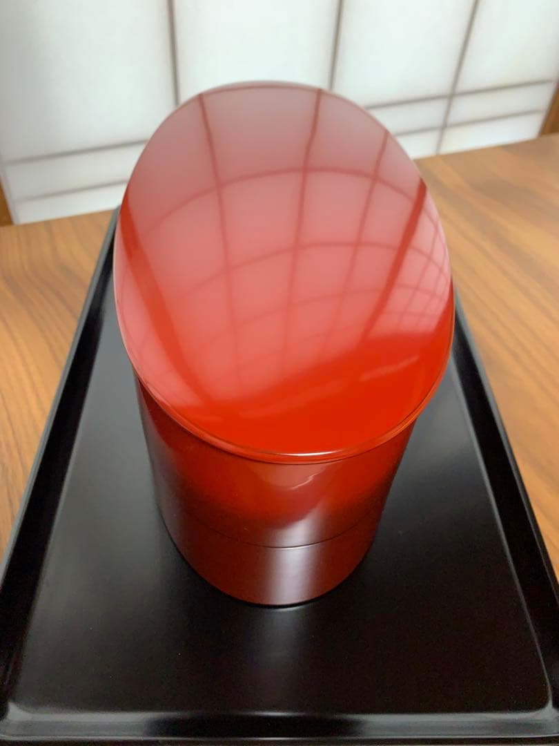 輪島塗重箱 二段　楕円グラデーション