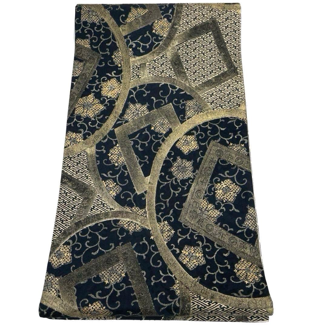 袋帯　一期一会　紗綾形　菱模様　唐花模様　着物　083a p