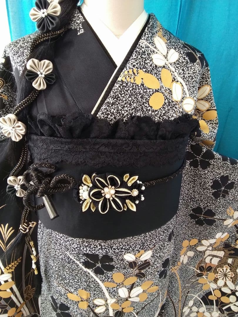 振袖フルセット、正絹振袖成人式、重ね衿、帯揚げ帯締め、西陣袋帯、襦袢、ガード加工