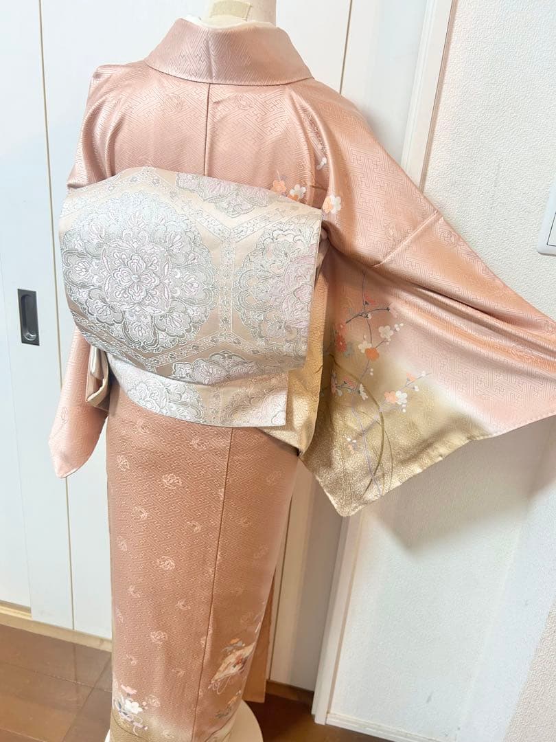 美品　裄丈長め　正絹訪問着　フルセット4点　卒業式　入学式　七五三　お宮参り