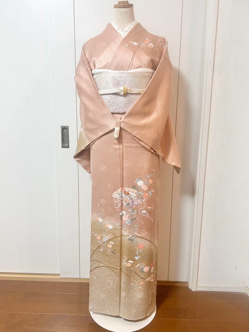 美品　裄丈長め　正絹訪問着　フルセット4点　卒業式　入学式　七五三　お宮参り