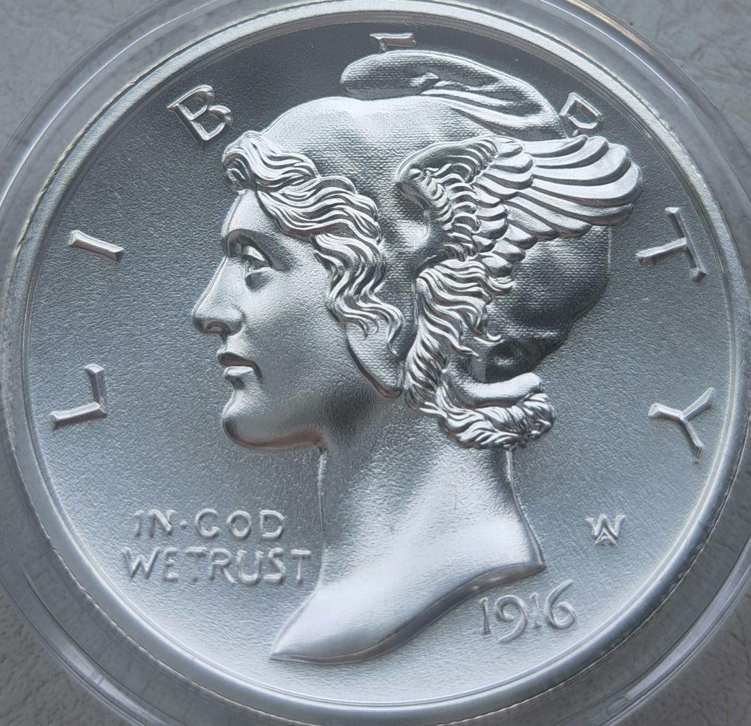 「マーキュリーダイム」純銀2オンスハイリリーフメダル