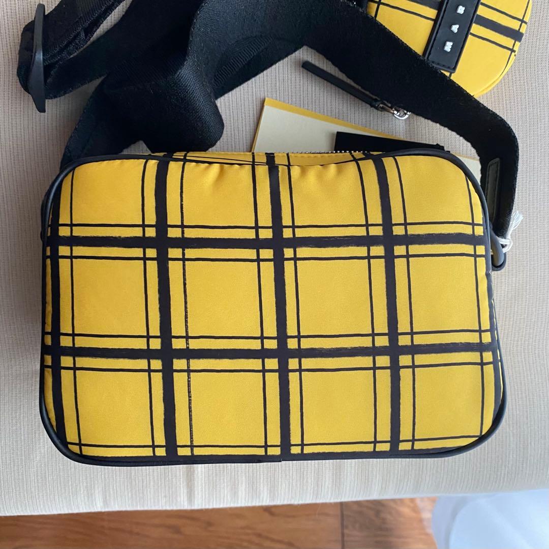 【MARNI】マルニ イエローチェック ナイロンパフ カメラバッグ ショルダー