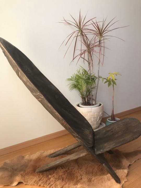 アフリカ　組立椅子　アンティーク　セヌフォ　木彫